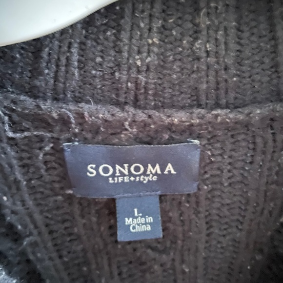 Sonoma life + style black knitted jacket, size L cozy fall winter minimalist - Picture 2 of 6